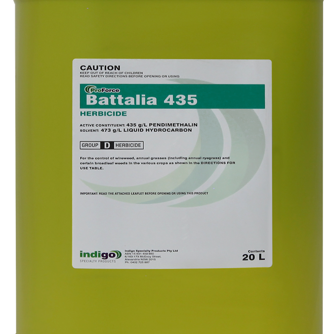 Battalia contains pendemethalin and is a preemergent stopping winter grass growing