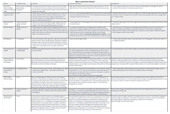warm season lawn disease