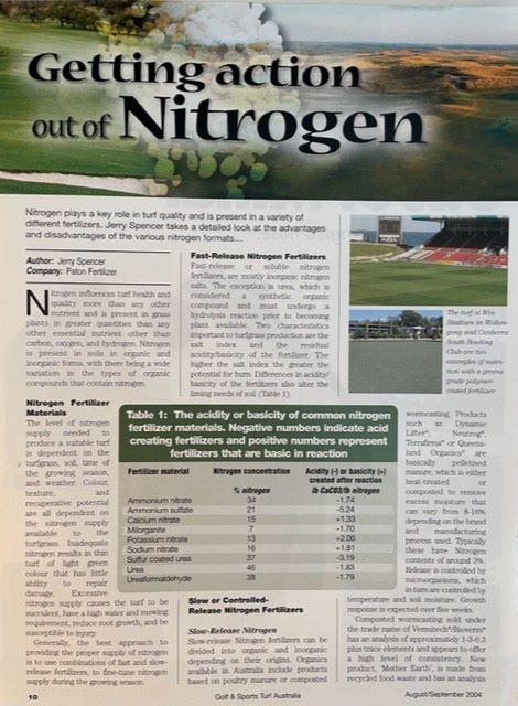 Using the best nitrogen fertiliser in the right situation is a key part of being a turfgrass agronomist