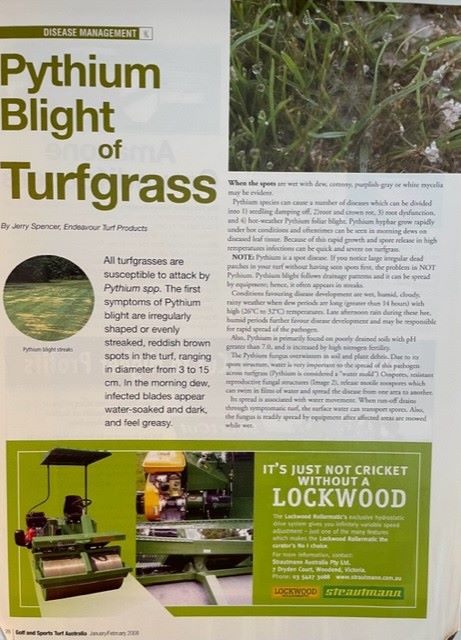 We are often asked about Pythium blight of turfgrass as turfgrass agronomists