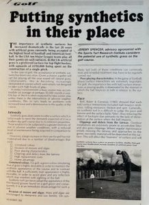 synthetics on golf courses The use of synthetic turf on golf courses