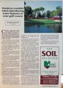 water features on golf courses Maintaining a water body on a golf course.