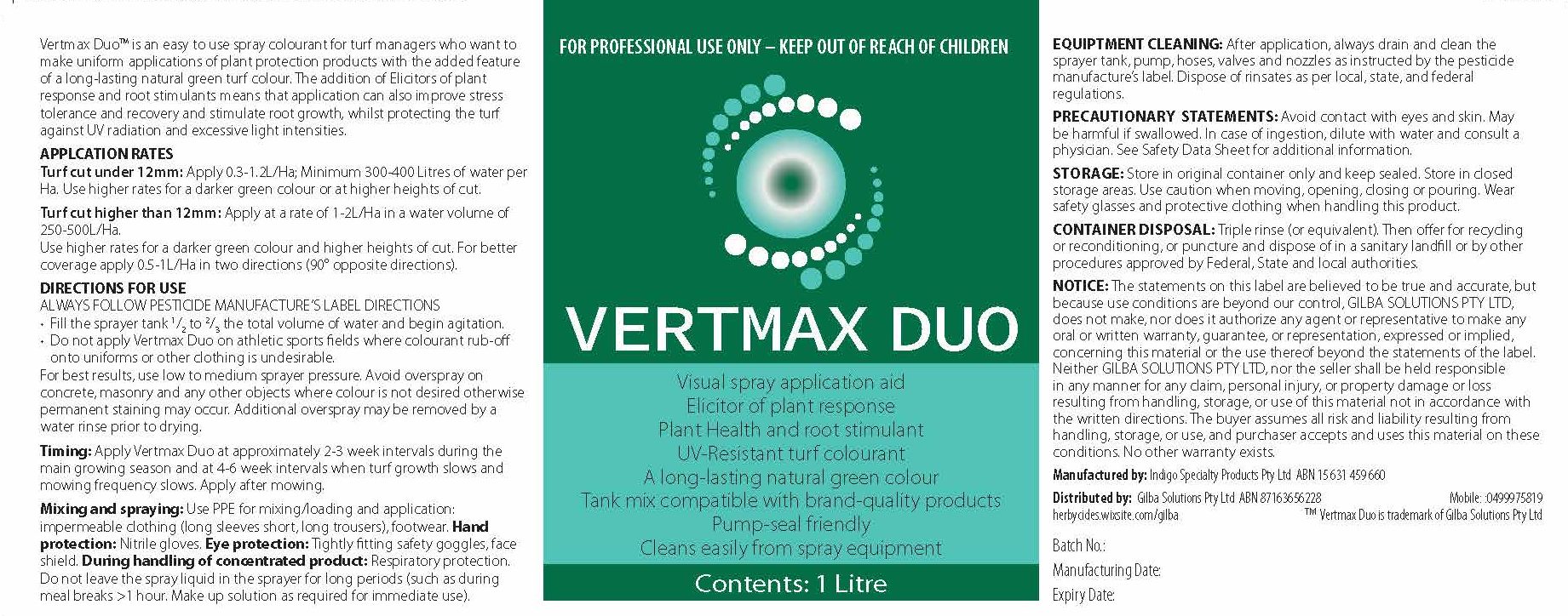 Label for Vertmax Duo