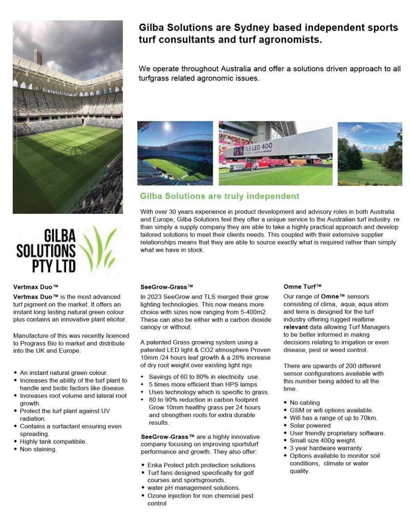 Gilba Solutions turf consultants and turf agronomists