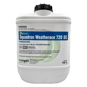 Squadron Weatherace Fungicide contains 720g/L chlorothalonil