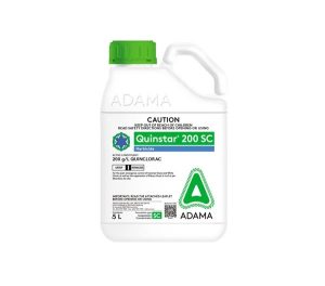 Quinstar 200SC herbicide 5L contains 200g/L Quinclorac. For summergrass (Digitaria sanguinalis), crabgrass, white clover (trifolium repens) & suppresses kikuyu Cenchrus clandestinus