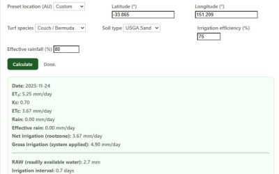 turf irrigation calculator