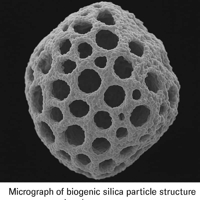 The micrograph visualises the internal pore network of biogenic silica